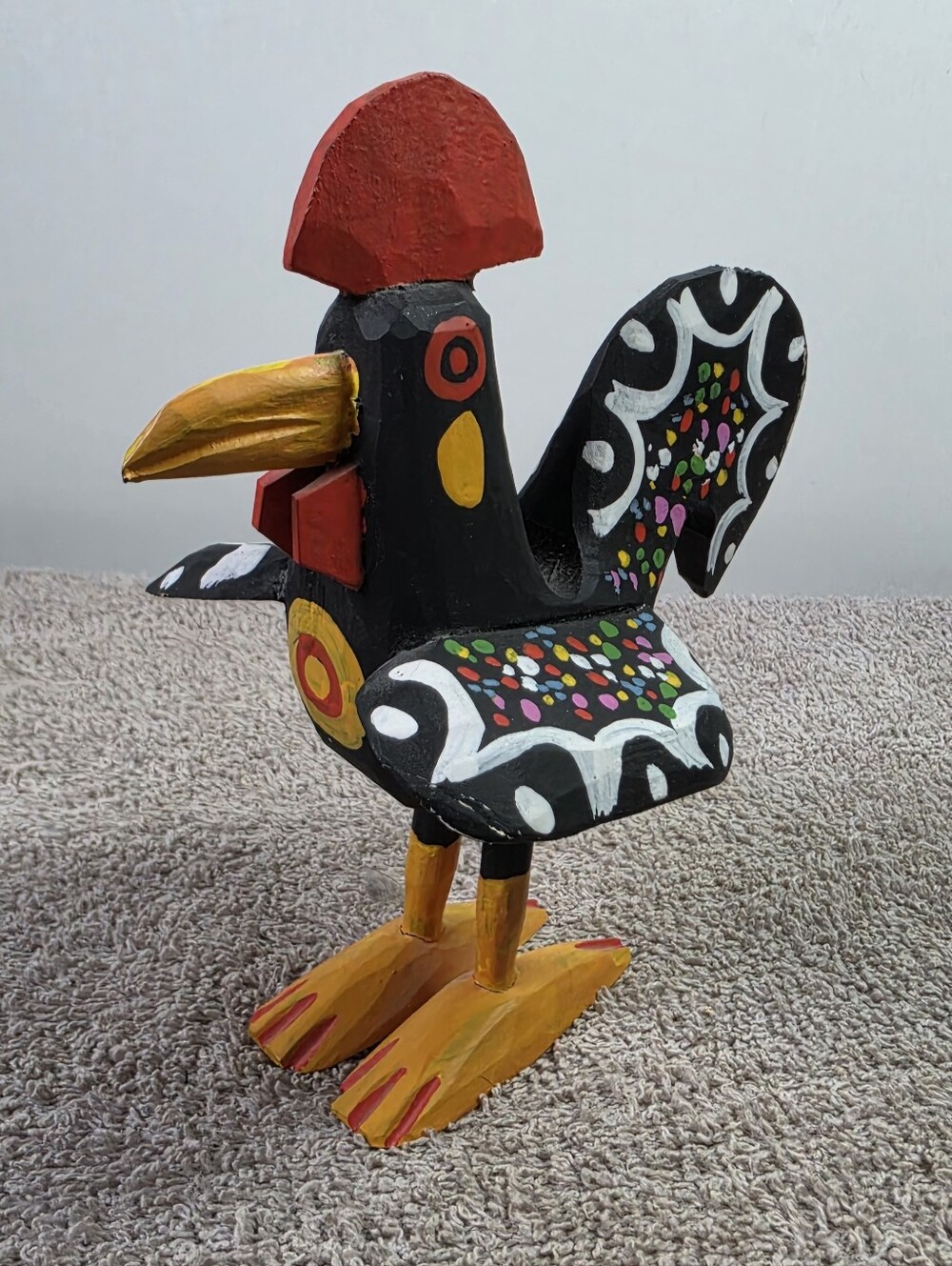 Handcrafted Black & Red Portuguese Rooster Of Barcelos